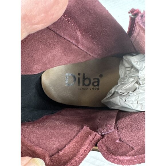 Diba Sleek Bootie Boot Women's 8M Burgundy Suede Stacked Heel NWOB 9336 - Picture 13 of 14